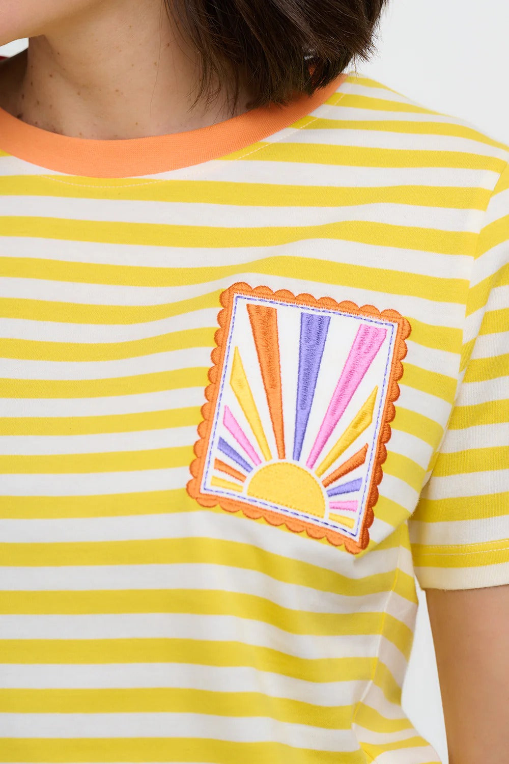 Maggie T-Shirt - Yellow/Off White, Rainbow Sunshine