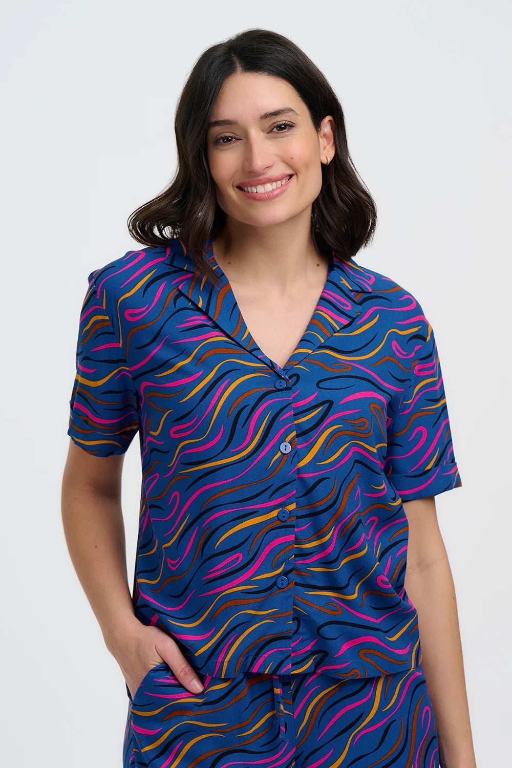 Odele Shirt - Bright Navy, Jazz Waves
