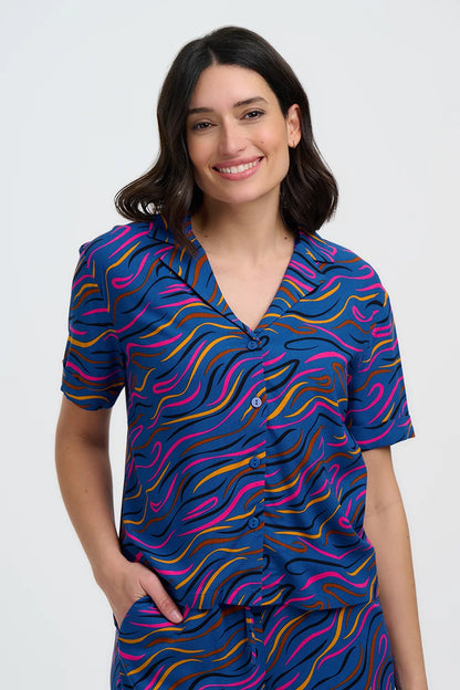 Odele Shirt - Bright Navy, Jazz Waves