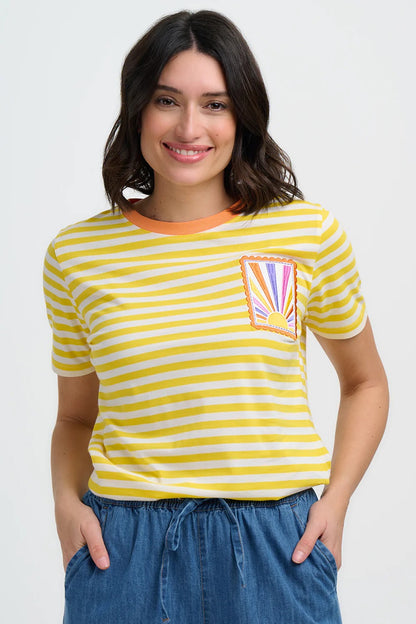 Maggie T-Shirt - Yellow/Off White, Rainbow Sunshine