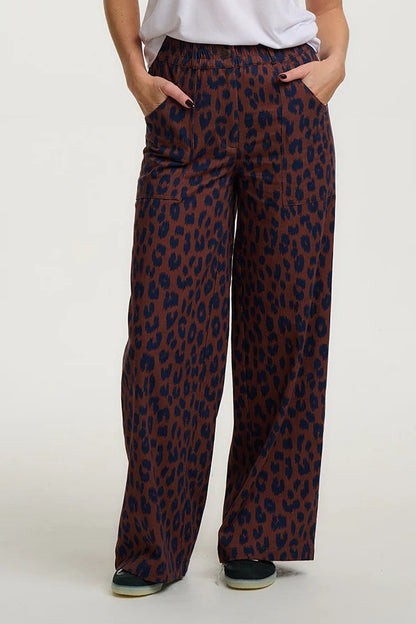 Nica Wide Leg Trousers - Rust/Navy, Ikat Leopard