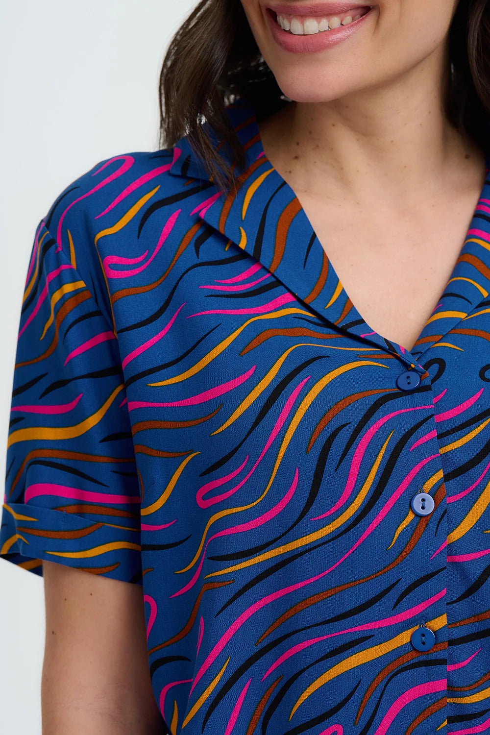 Odele Shirt - Bright Navy, Jazz Waves