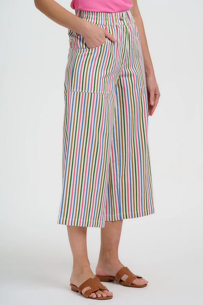 Charlene Cropped Trousers - Multi, Colourful Canvas Stripe