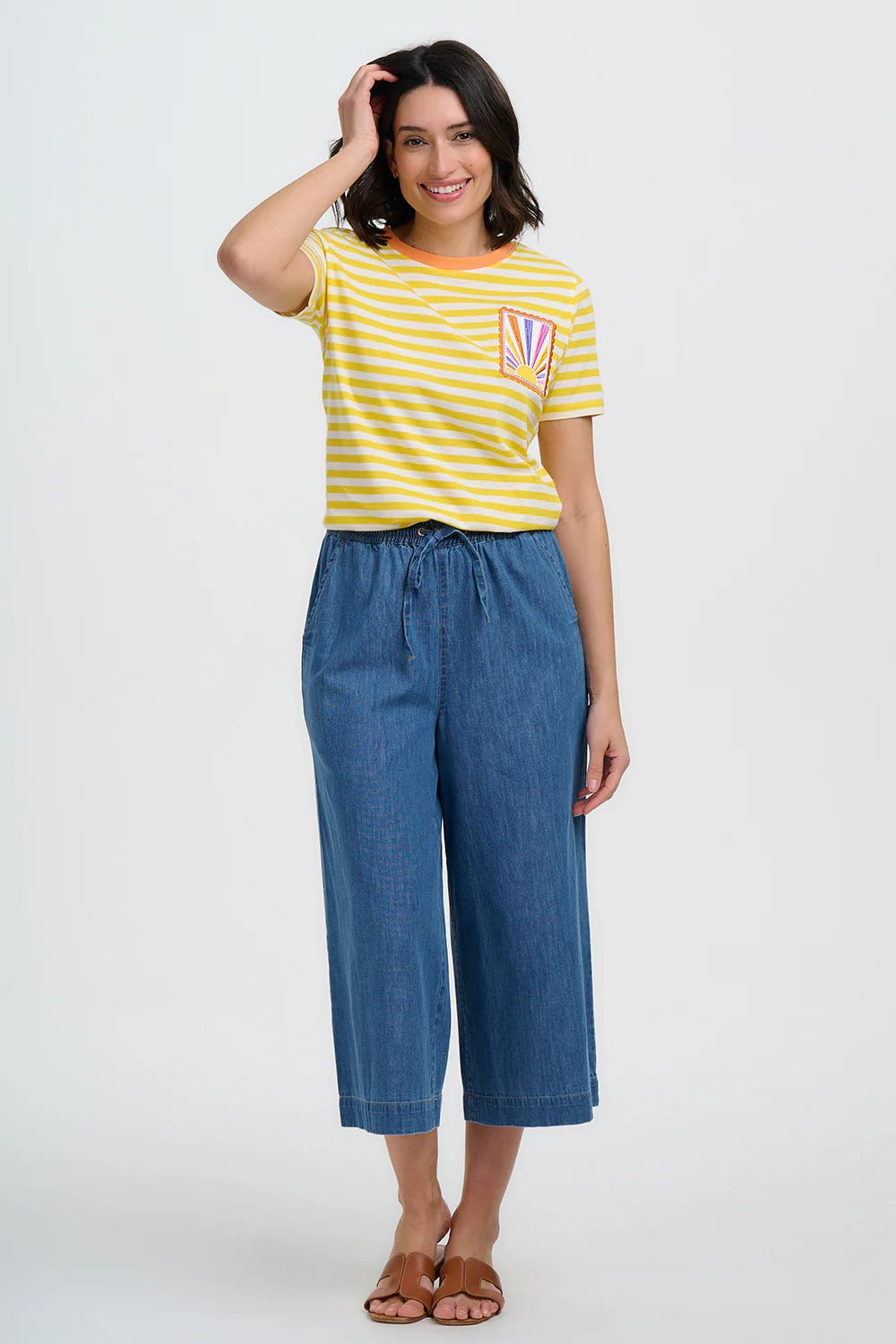 Maggie T-Shirt - Yellow/Off White, Rainbow Sunshine
