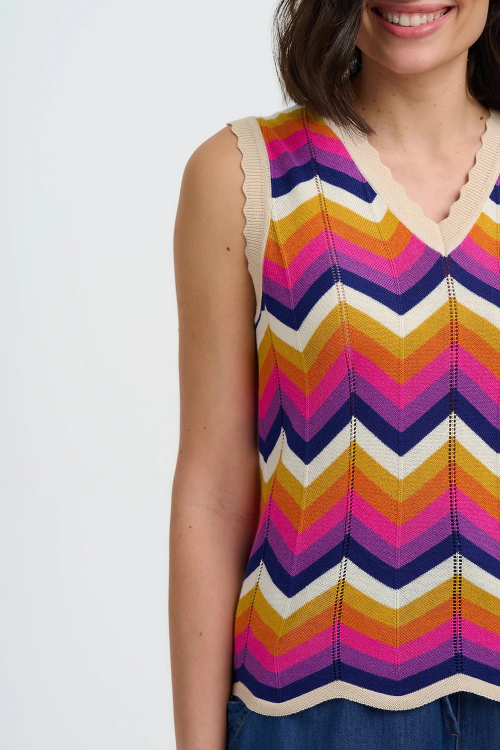Rosy Knit Vest - Multi, Sunset Chevron