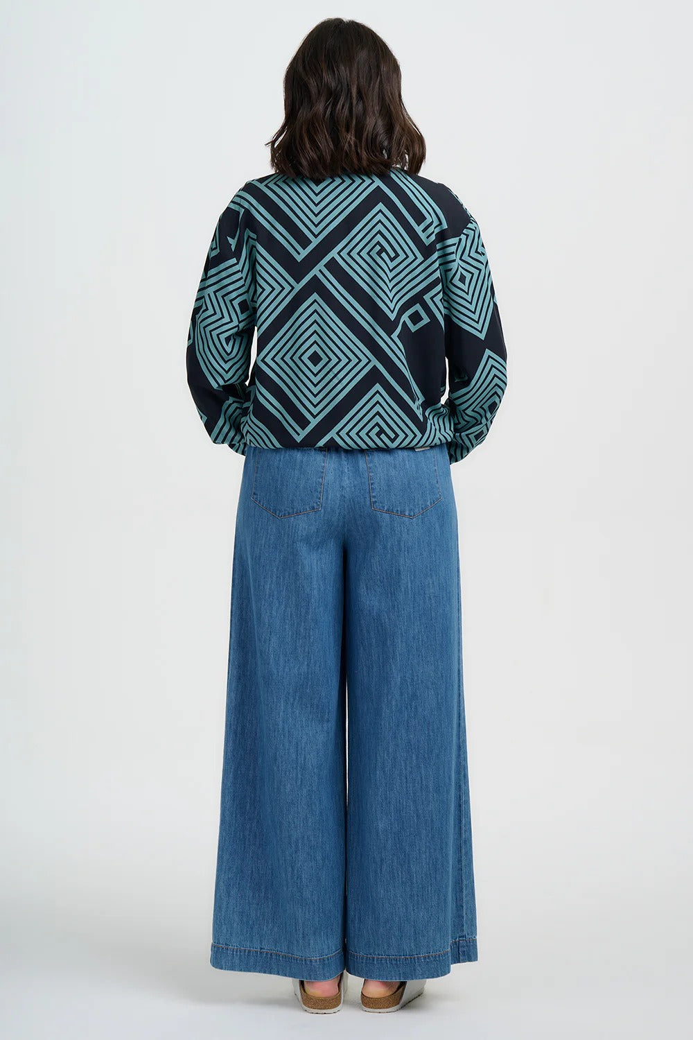 Bobbi Bomber Jacket - Black/Green, Geometric Lines