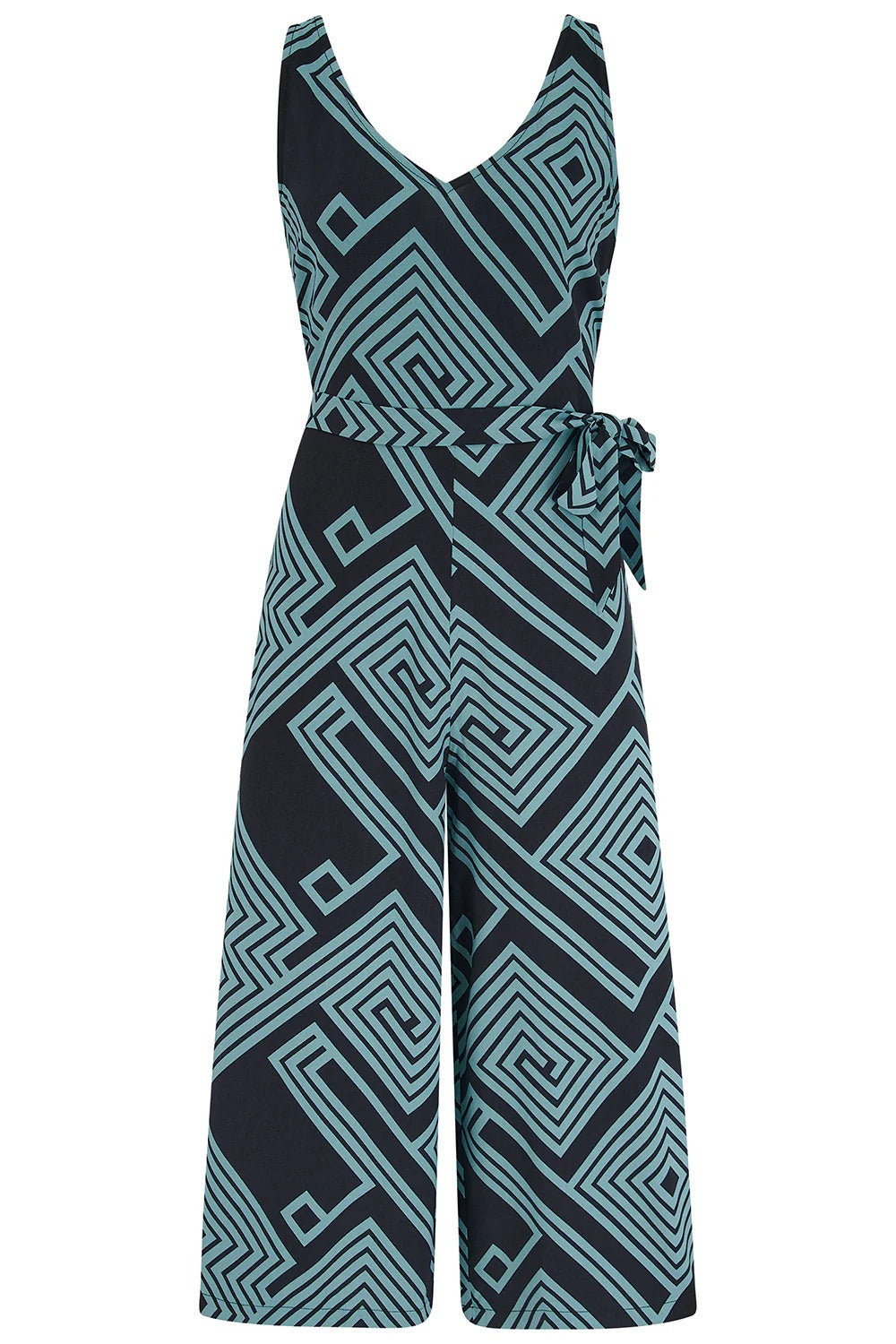 Lamiah Jumpsuit - Black/Green, Geometric Lines