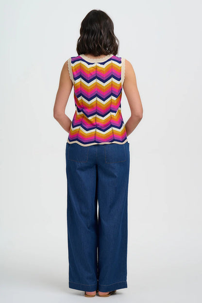 Rosy Knit Vest - Multi, Sunset Chevron