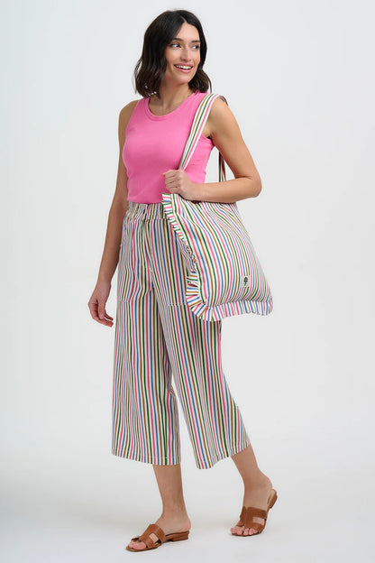 Charlene Cropped Trousers - Multi, Colourful Canvas Stripe