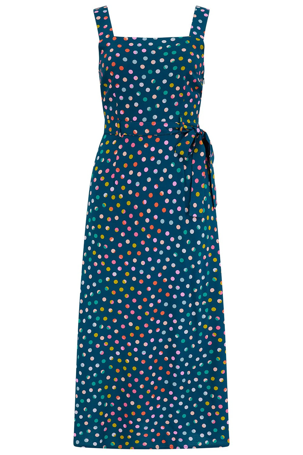 Elva Midi Sundress - Petrol Navy, Rainbow Marbles