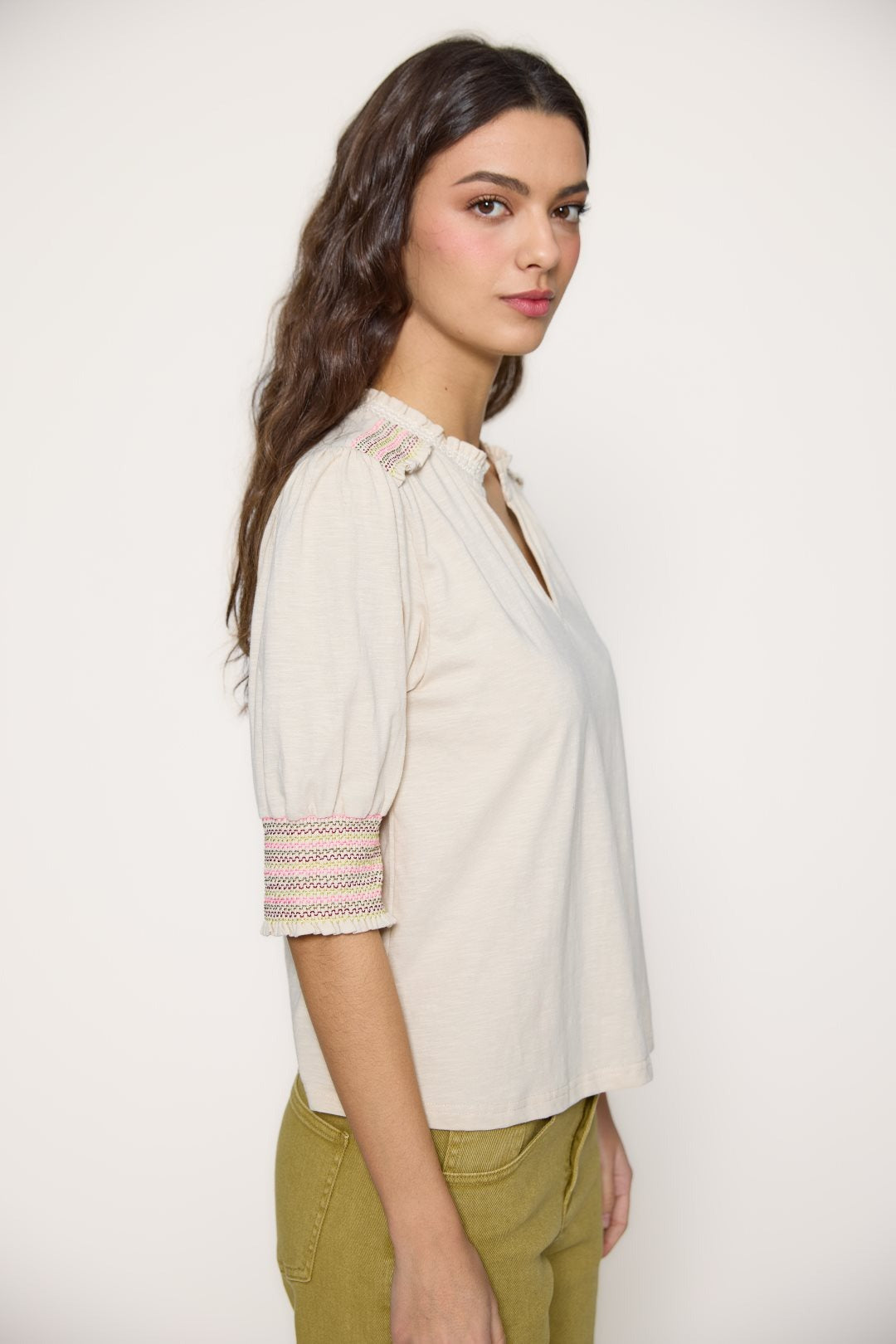 Embroidered trim t-shirt