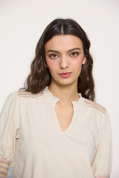 Embroidered trim t-shirt