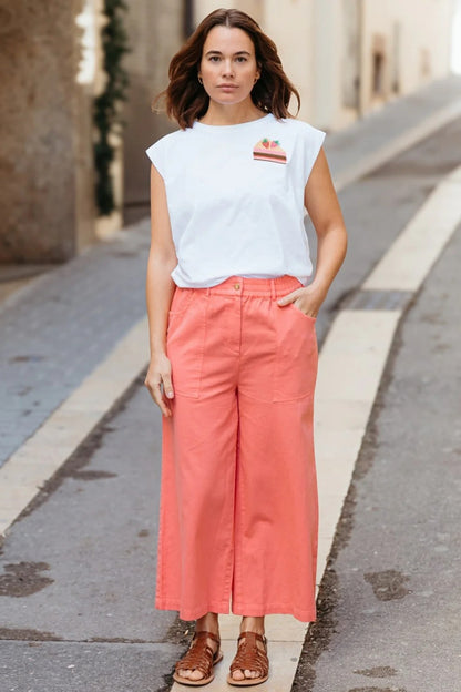 Charlene Cropped Trousers - Coral