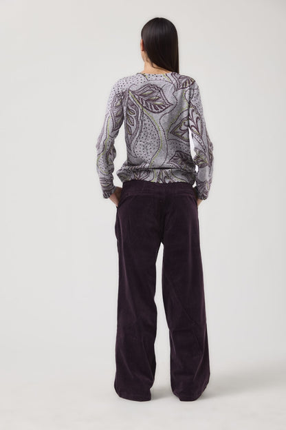 MdM Γκρι Πλεκτή Μπλούζα με Paisley Print