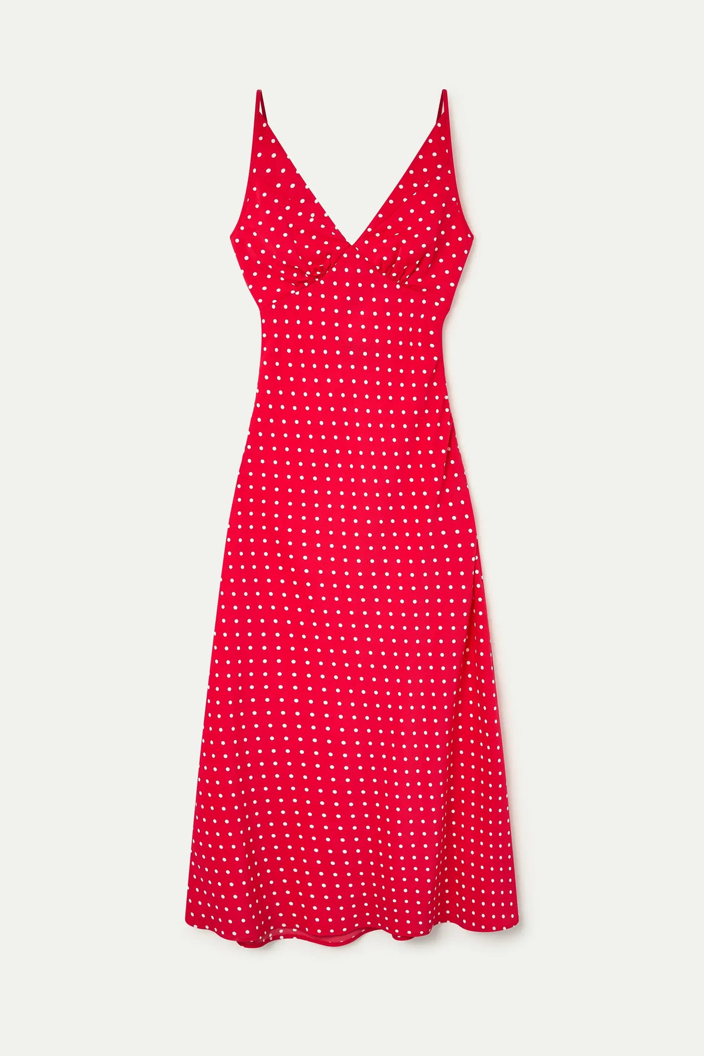 Long dress with red mini dot print