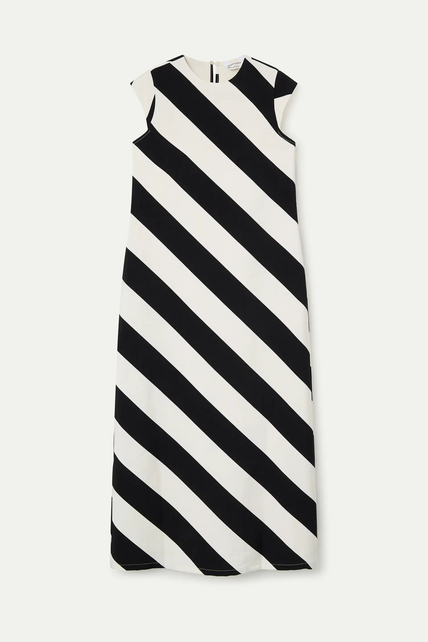 Long dress with black and white diagonal striped print