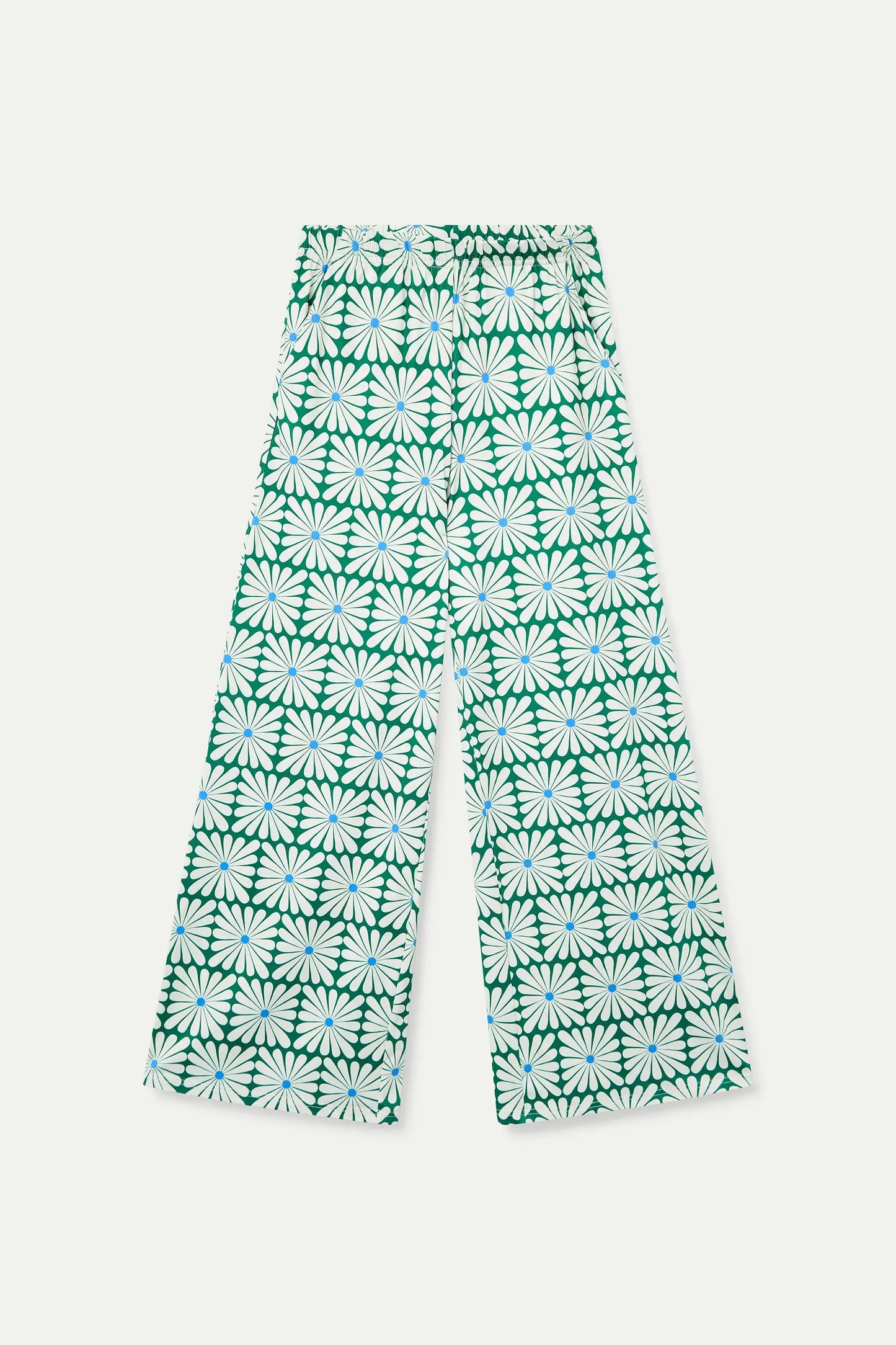 Trousers with Olive Flower Green print