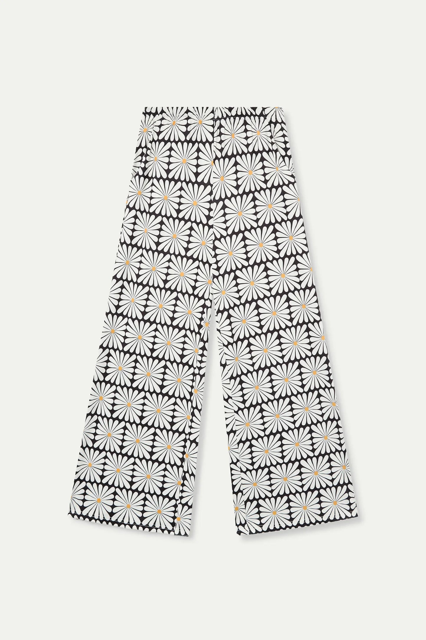 Trousers with Olive Flower print, Black