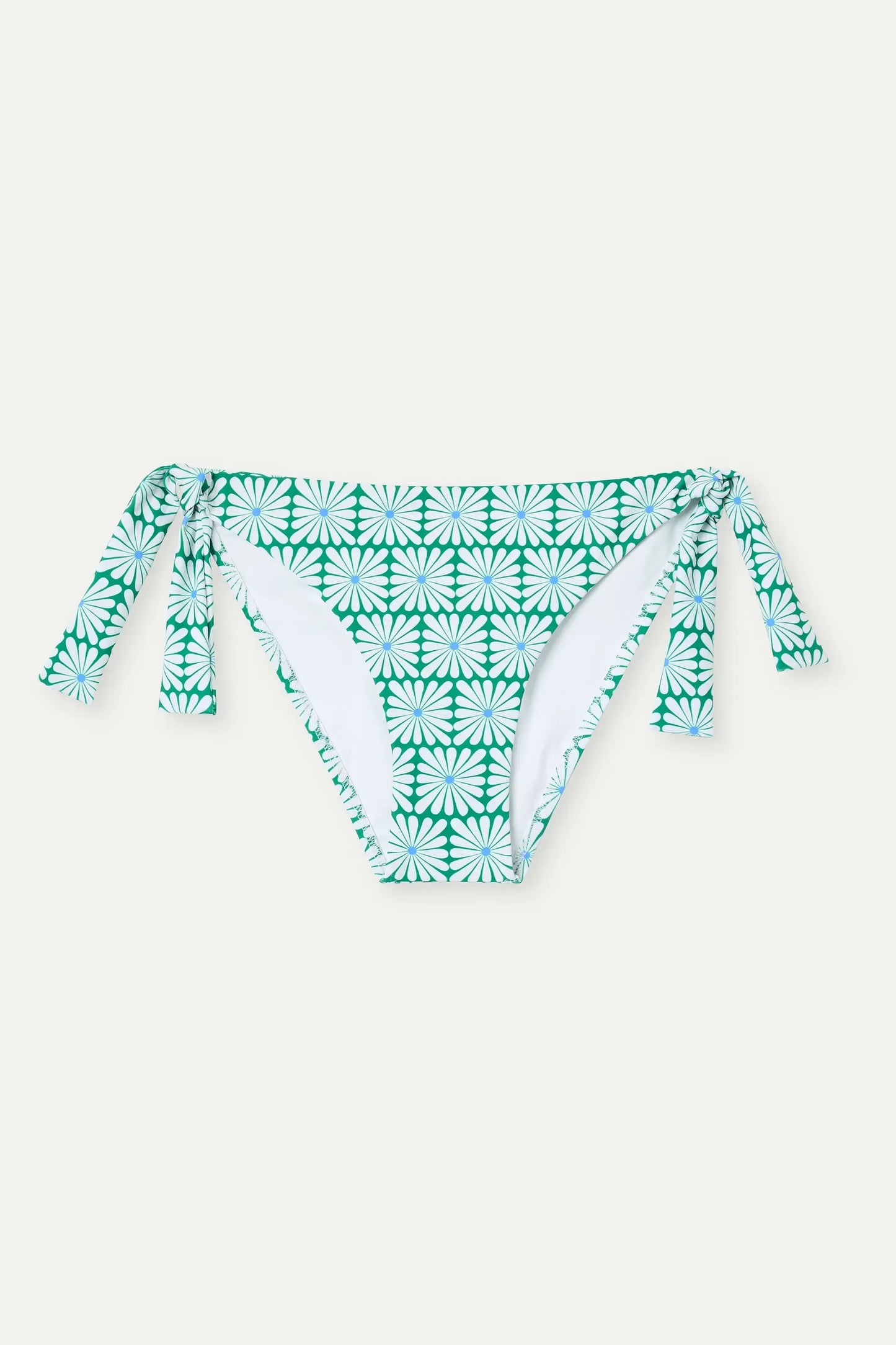 Bikini briefs with tie closure and Olive Flower Green print