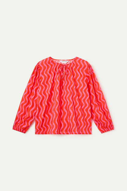Wave Red and Pink; Pink Print Beach Top