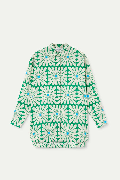 Olive Flower Green Print shirt