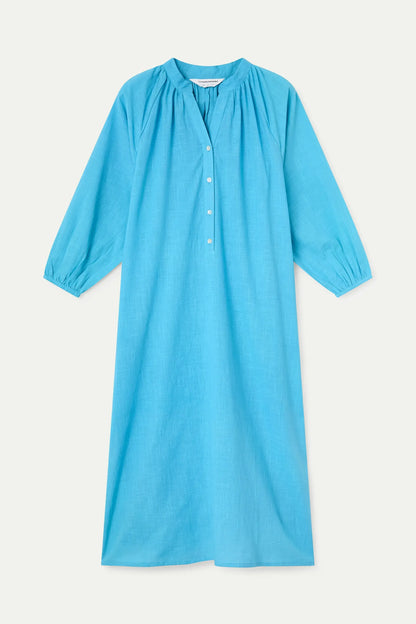 Long blue kaftan with buttons