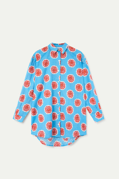 Red bloom flowers print shirt