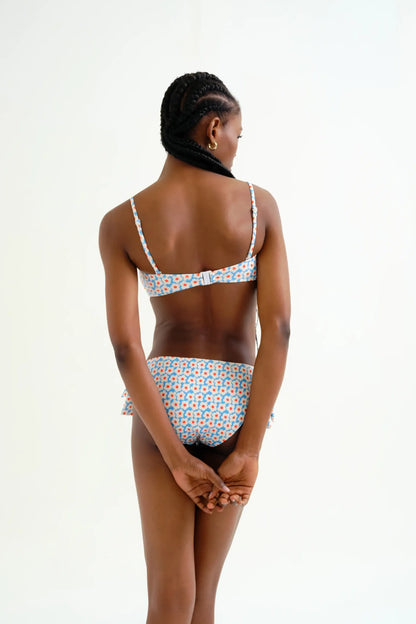 Popcorn Print Straight Bikini Top