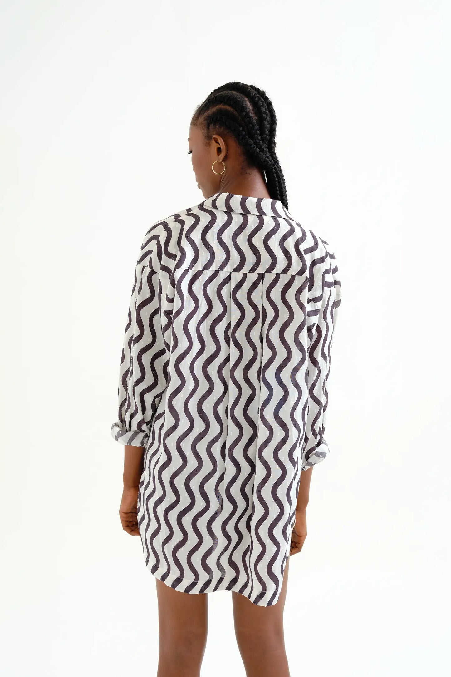 Black and White; White Wave Print Shirt