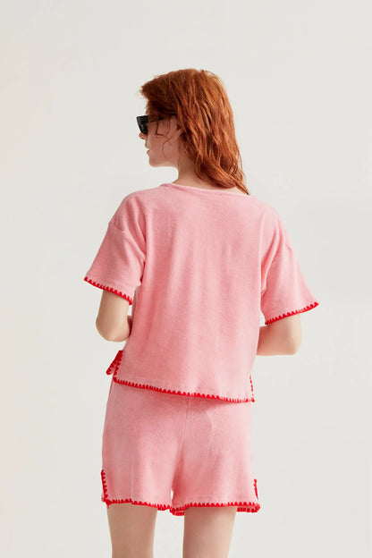 100% cotton beach top with pink