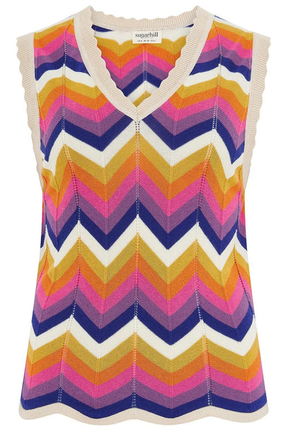 Rosy Knit Vest - Multi, Sunset Chevron