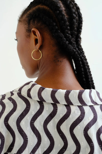 Black and White; White Wave Print Shirt