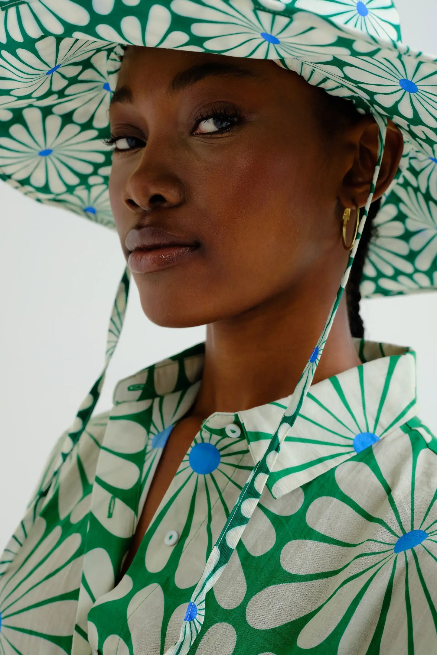 Olive Flower Green Print shirt