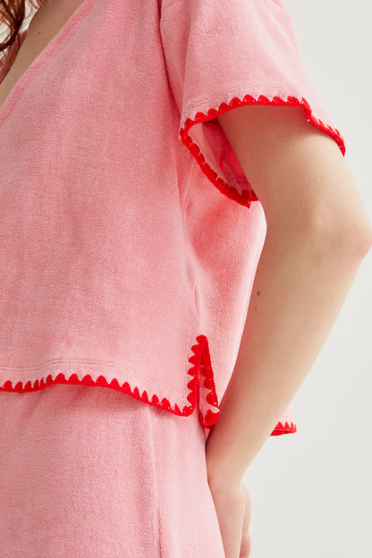 100% cotton beach top with pink