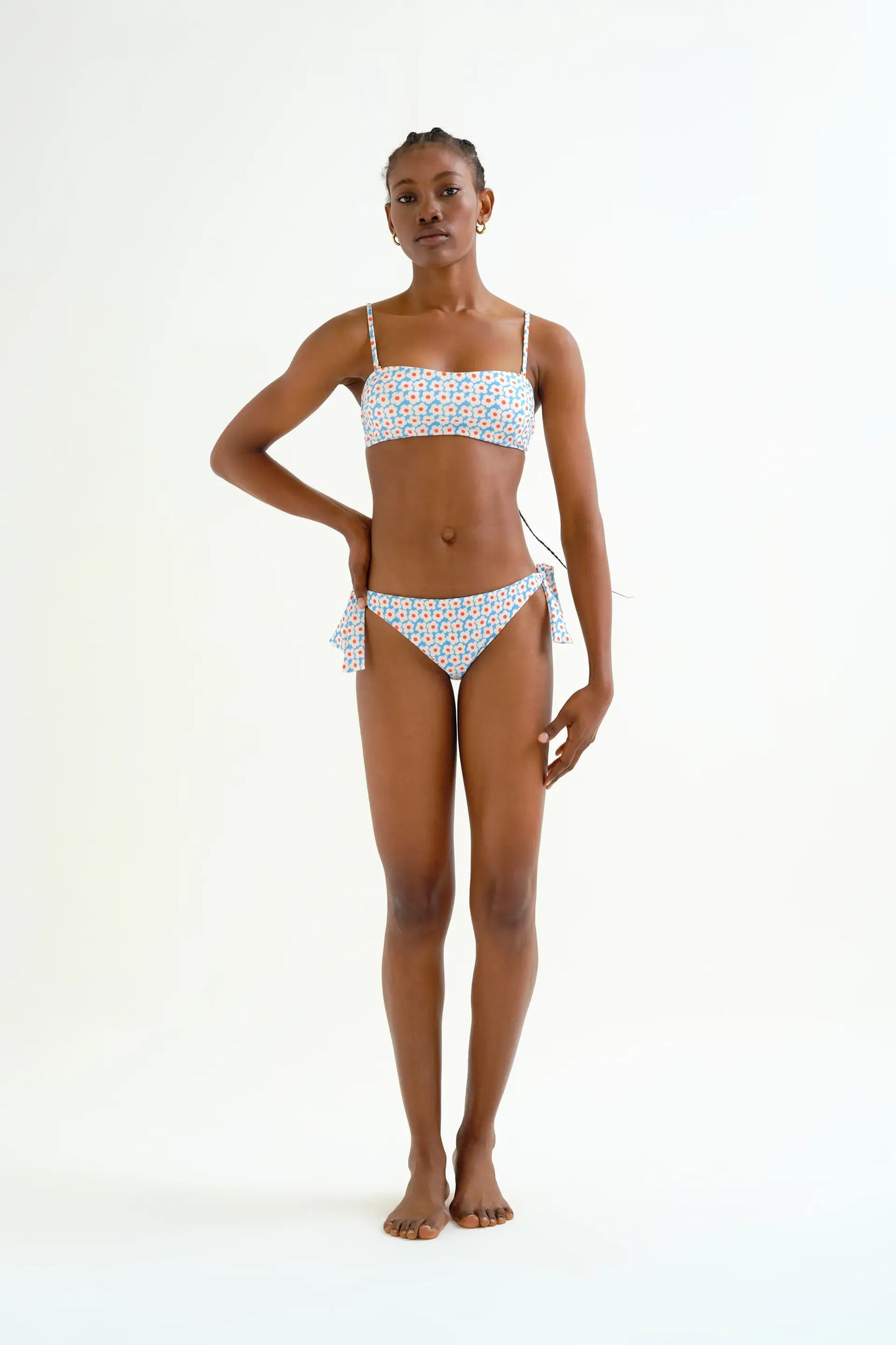 Popcorn Print Straight Bikini Top