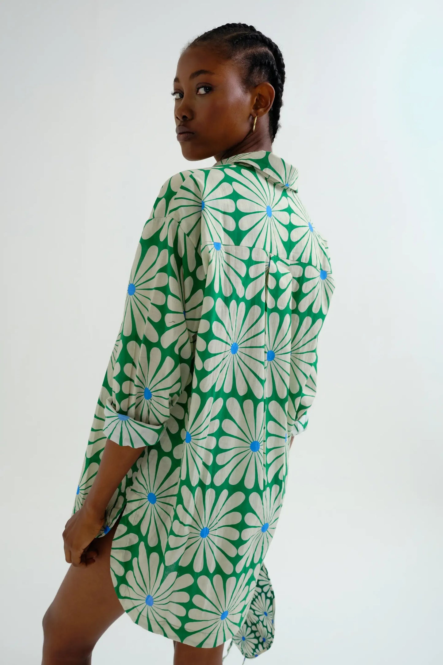 Olive Flower Green Print shirt