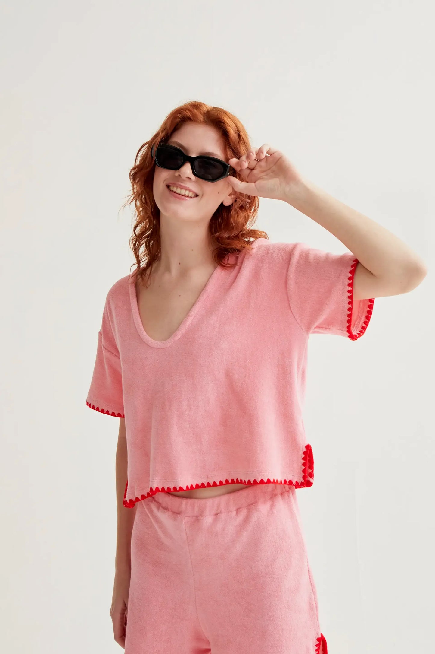 100% cotton beach top with pink