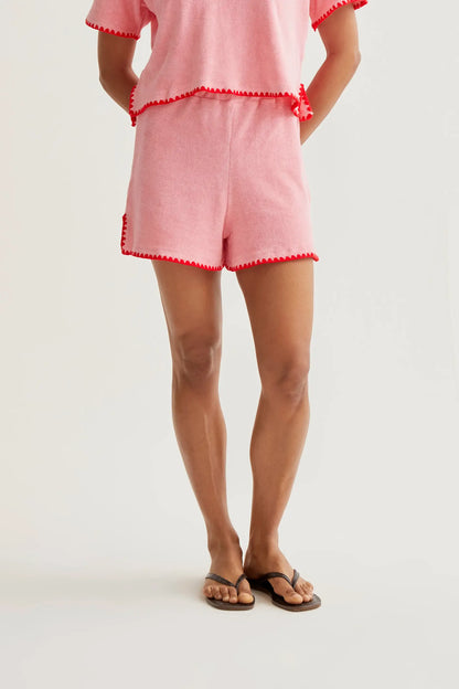 pink beach shorts