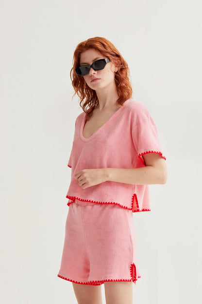 100% cotton beach top with pink