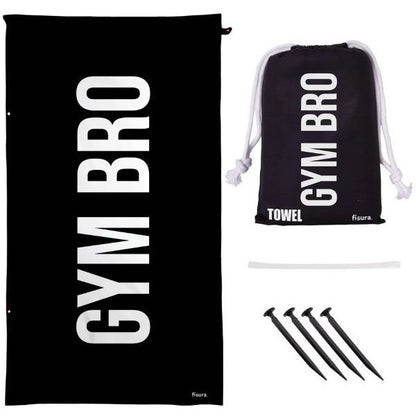 BEACH TOWEL "GYM BRO" BLACK WHITE