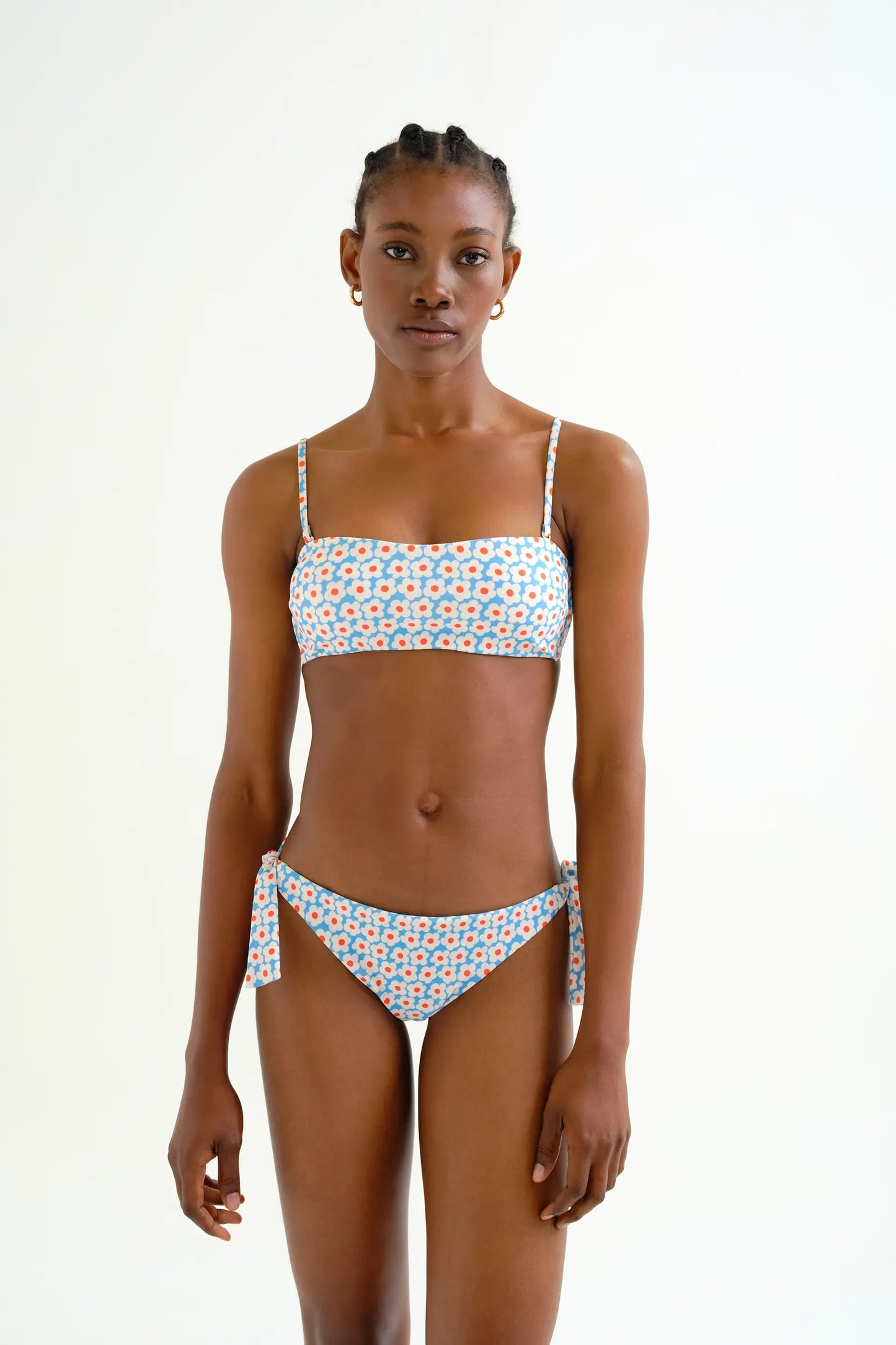 Popcorn Print Straight Bikini Top