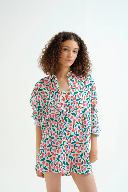 Burgundy print shirt