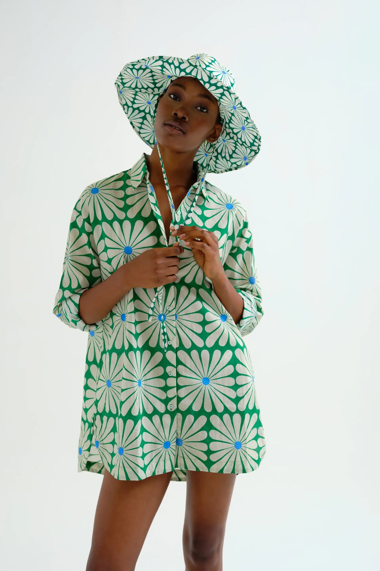 Olive Flower Green Print shirt