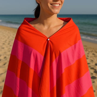 BEACH TOWEL "BETTER LATE THAN UGLY" PINK RED