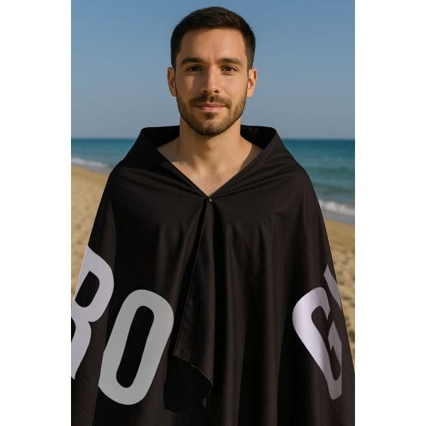 BEACH TOWEL "GYM BRO" BLACK WHITE