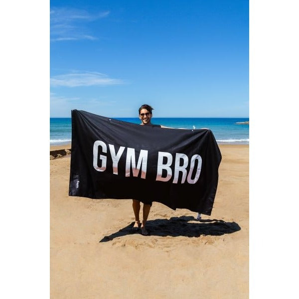 BEACH TOWEL "GYM BRO" BLACK WHITE