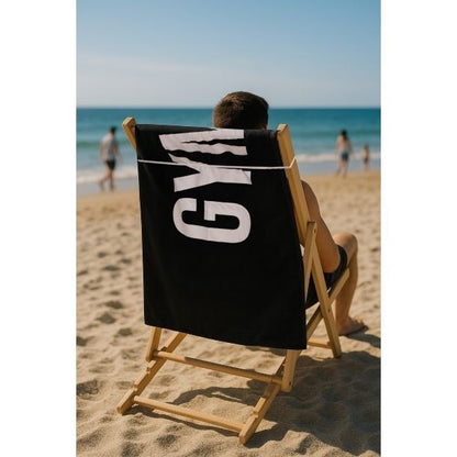 BEACH TOWEL "GYM BRO" BLACK WHITE