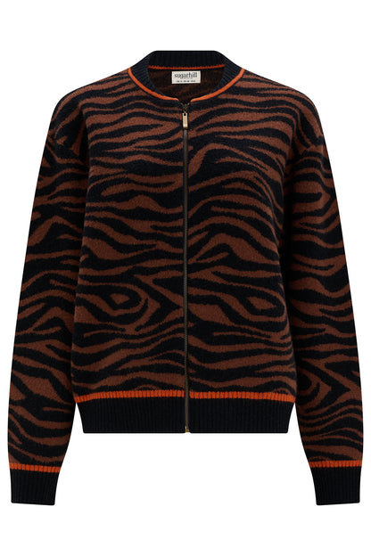 Sugarhill Brighton Solana Πλεκτό Bomber με Tiger Print
