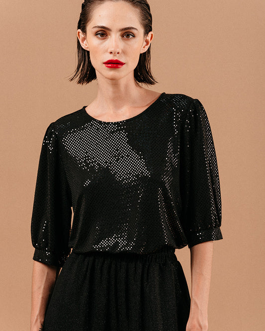 WOVEN TOP LONDON NOIR