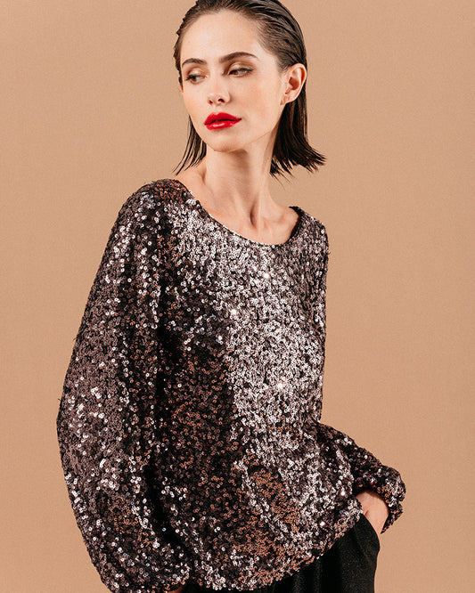 WOVEN TOP LUDMILA CHOCOLAT